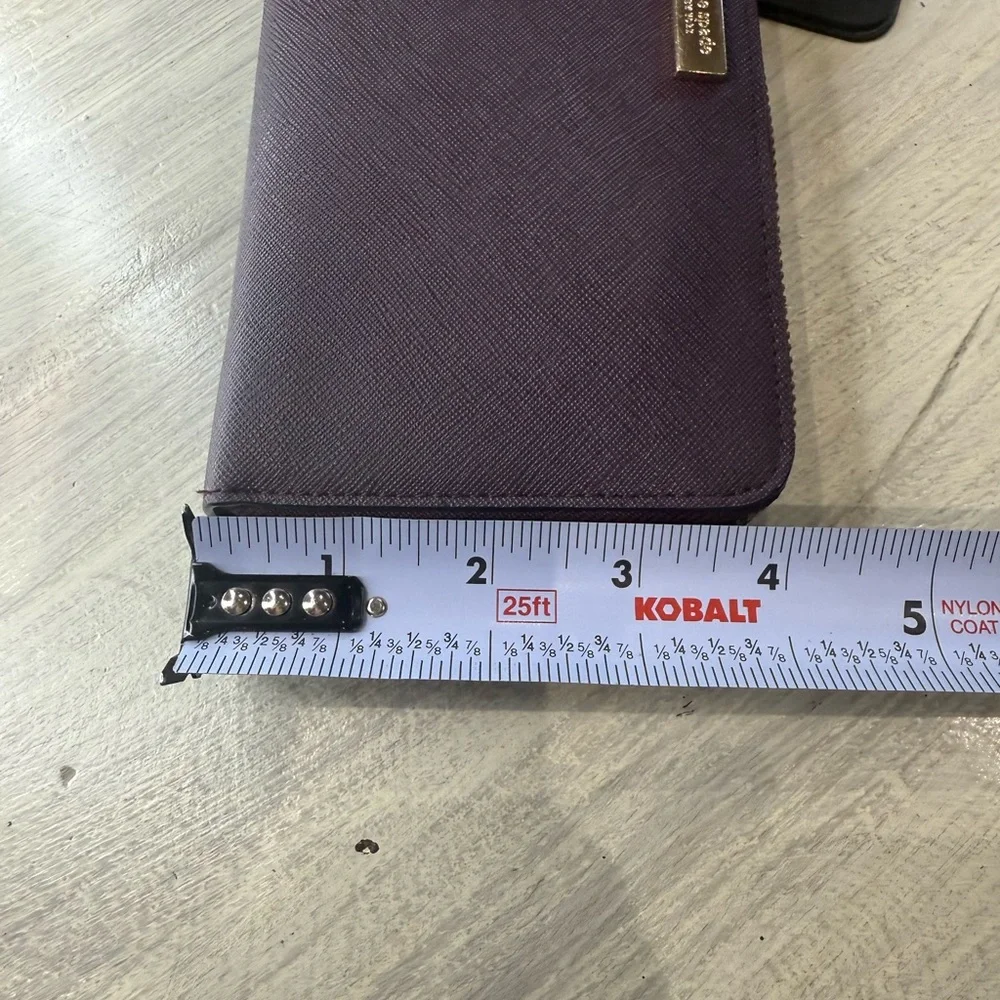 kate spade Plum Zip-Around Saffiano Wallet with Gold Hardware-NWOT